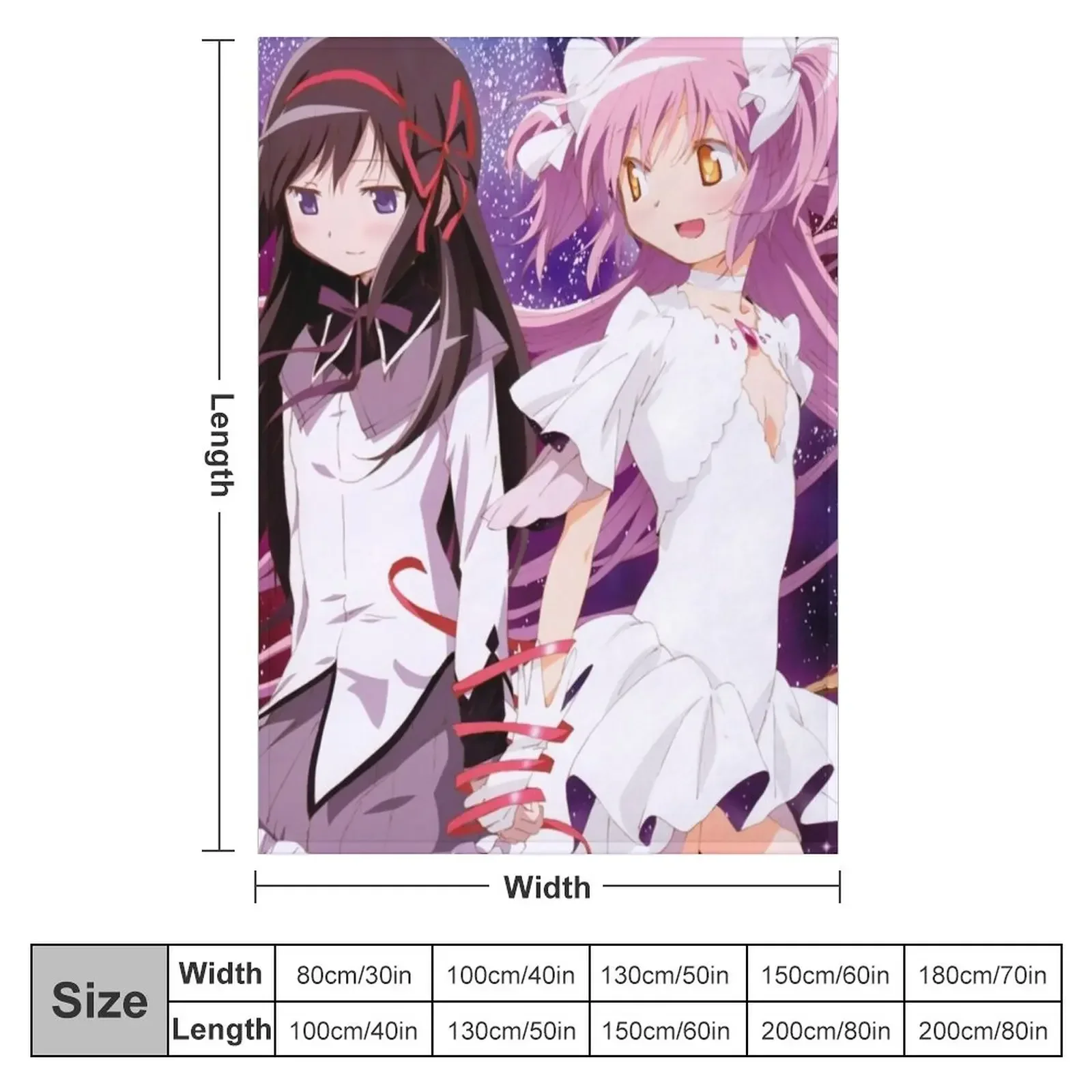 Puella Magi Madoka Magica - Akemi Homura & Kaname Madoka Throw Blanket Beach Retros Blankets