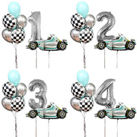 9Pcs Racing Car Foil Balloon 32inch Number Helium Balloons Round Tyre Globos Happy Birthday Party Decorations Kid Baby Shower