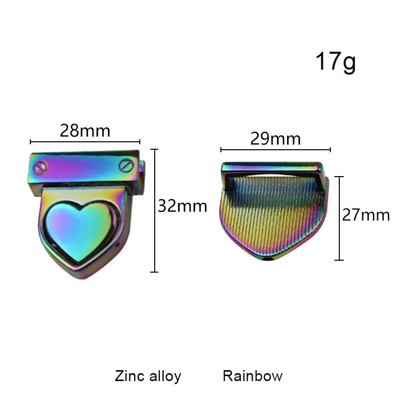 2/5/10pcs Luxury Heart Shape Bag Hardware Lock Metal Press Lock Clasp for Handbag Purse DIY Designer Closure Accessories Sets