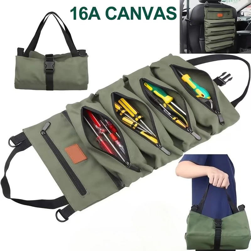 

Прочная свернутая сумка для инструментов, многофункциональный органайзер, решение для хранения механика электрика, идеально подходящее для подарка на день отца на открытом воздухе