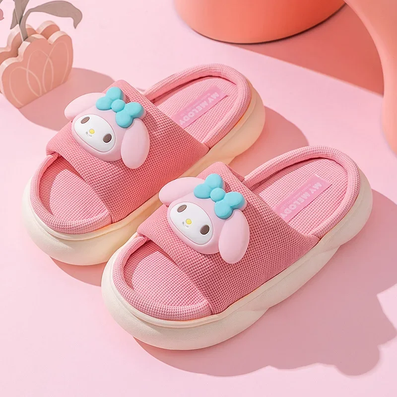 Sanrio Autumn Cute Cartoon Non-slip Children\'s Slippers Soft Sole Flip Flops Kids Girls Indoor Mule Warm Home Cotton Shoes