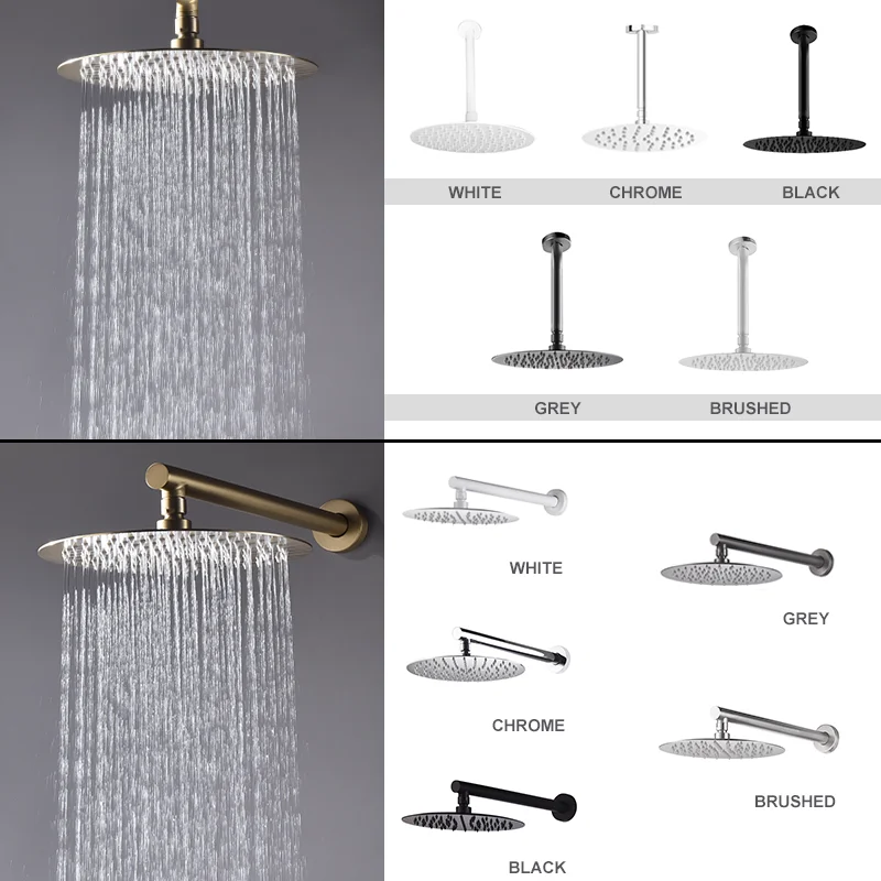 High Quality Brushed Gold 10 Inch Stainless Steel Rainfall Shower Head Bathroom Square Round Showerhead Arm Accessory G1/2