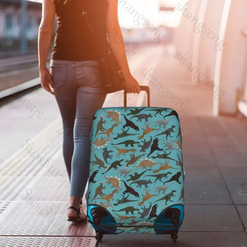 حافظة واقية لحقيبة السفر بطباعة ديناصور كرتوني، غطاء حقيبة، حماية مرنة، غطاء أمتعة قابل للغسل، 18-32 بوصة #6