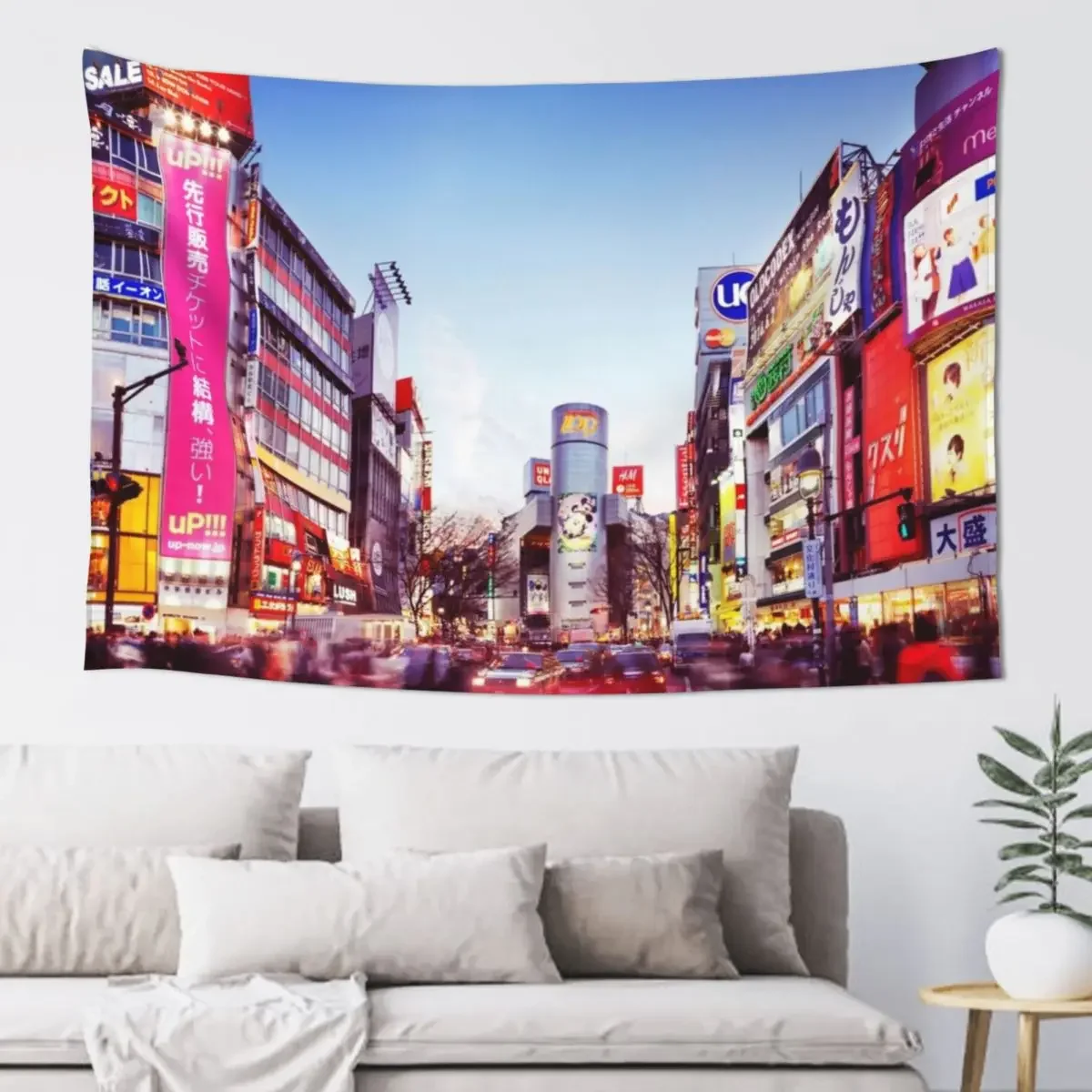 Rush hour at the Tokyo busiest intersection Shibuya crossing full of people art photo print Tapestry