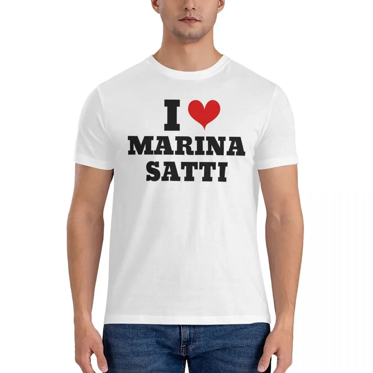 I Love Marina Satti T-Shirts for Men Marina Vintage 100% Cotton Tee Shirt Crew Neck Short Sleeve T Shirt 6XL Tops