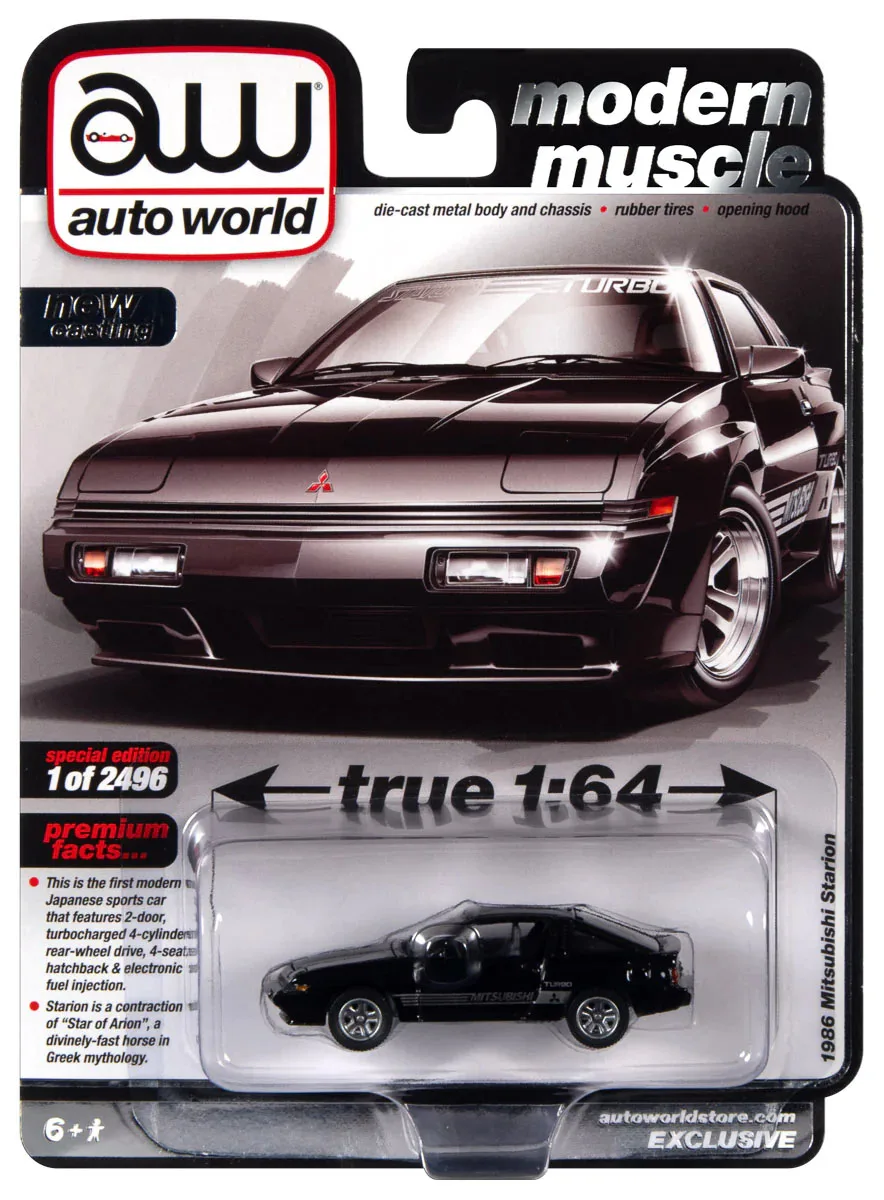 

Автомобильный мир 1/64 AW 1986 MITSUBISHI STARION Black, современная модель автомобиля из литого под давлением, коллекционная игрушка, подарок для детей