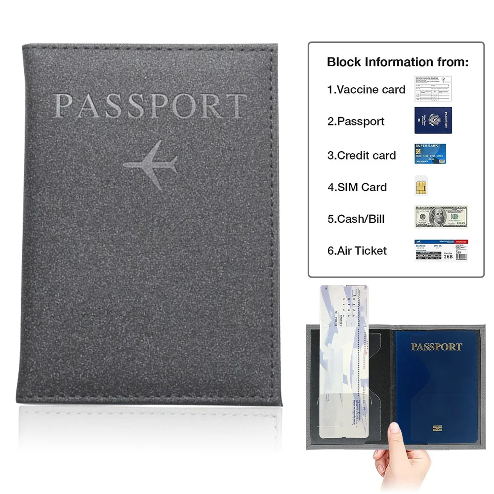 Funda de pasaporte de viaje en avión Unisex, soporte de tarjeta de crédito, impresión UV, serie de letras de texto, tarjeta de visita, billetera de pasaporte