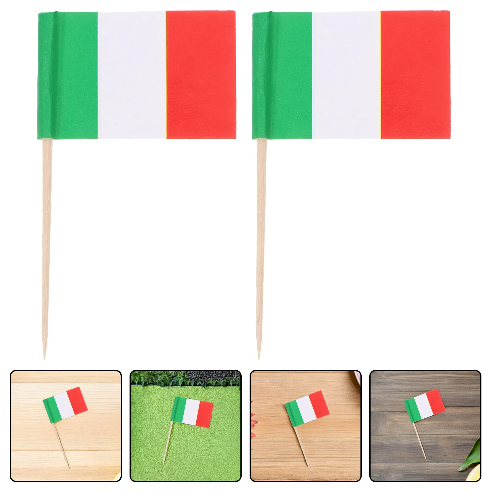 500Pcs Italy Flag Cocktail Picks Wooden Mini Italian Flag Toothpicks for Cake Flags Appetizer Skewers National Holiday