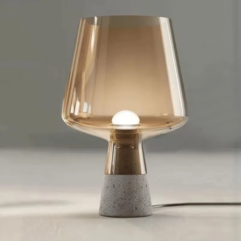 

Nordic Cement LED Table Lamp Glass Lampshade Decor Bedroom Bedside Light Fixture Modern Living Room Study Floor Lamp Luminaires