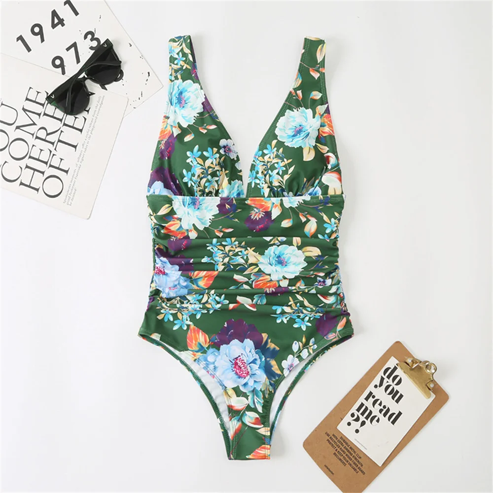 Kwiaty zestawy bikini strój kąpielowy nadruk retro wakacyjne stroje kąpielowe jednoczęściowe damskie kostiumy kąpielowe stroje plażowe Biquinis Feminino Trend