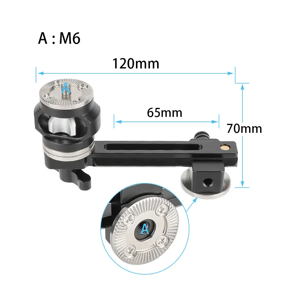Kimrig nato schiene mit nato klemme arri rosette m6 qr arri rosette mount lock verlängerung für dslr kamera käfig schulter montage rig – Detail 2