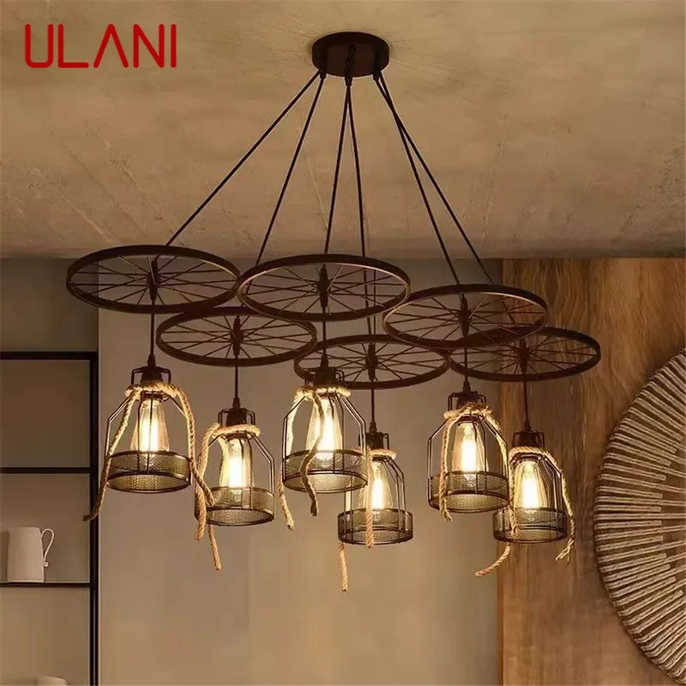 ULANI American Retro Pendent Lamp Industrial Wind Living Room Restaurant Loft Clothing Store Cafe Bar Box Homestay Chandelier