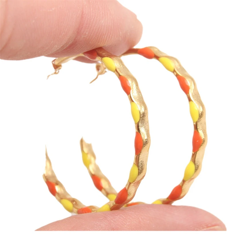 أقراط نسائية من الفولاذ المقاوم للصدأ ، مجوهرات راقية ، بساطتها ، دائرية ، طلاء ملون ، موضة جديدة ، مقاس 3 ، 5 ألوان ، 316L