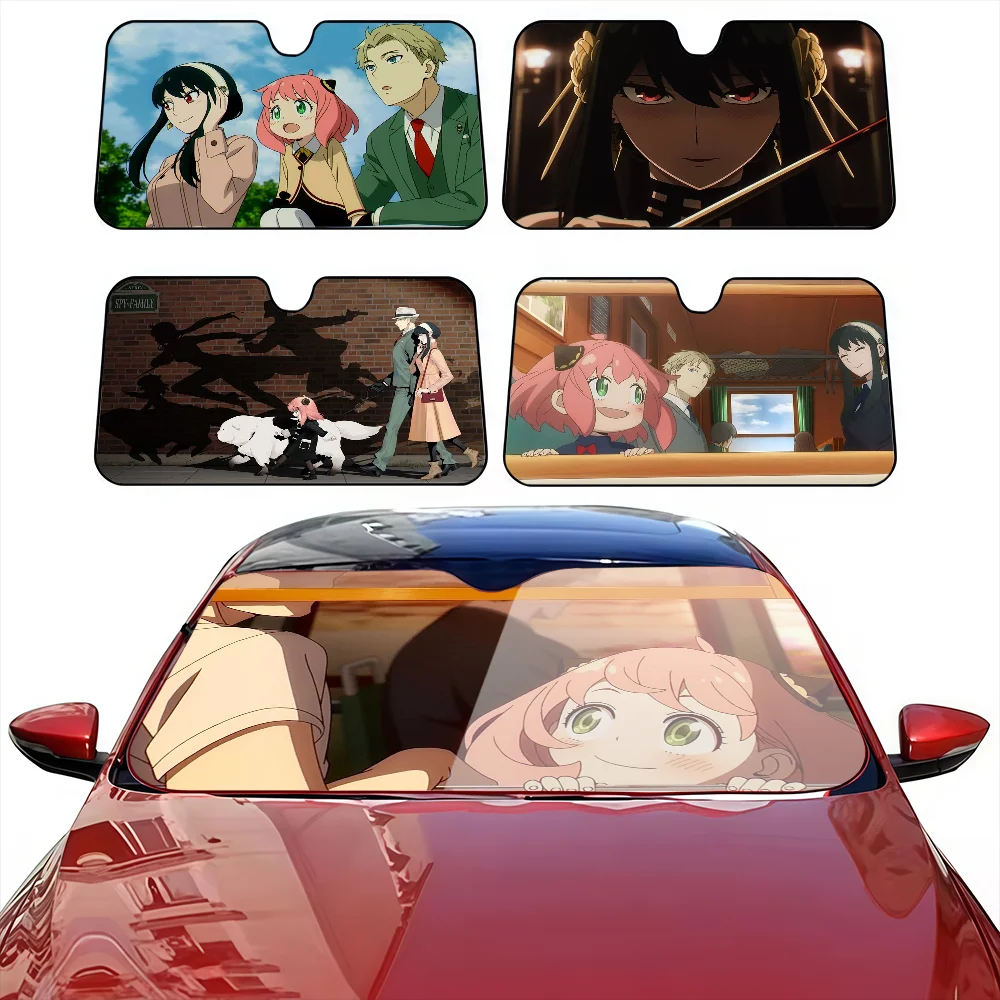 Kawaii Anime S-Spy x Family Niedlicher Auto-Sonnenschutz, Windschutzscheiben-Abdeckung, Schatten, Auto-Sonnenschutz, UV-Strahlen, Auto-Sonnenschutz