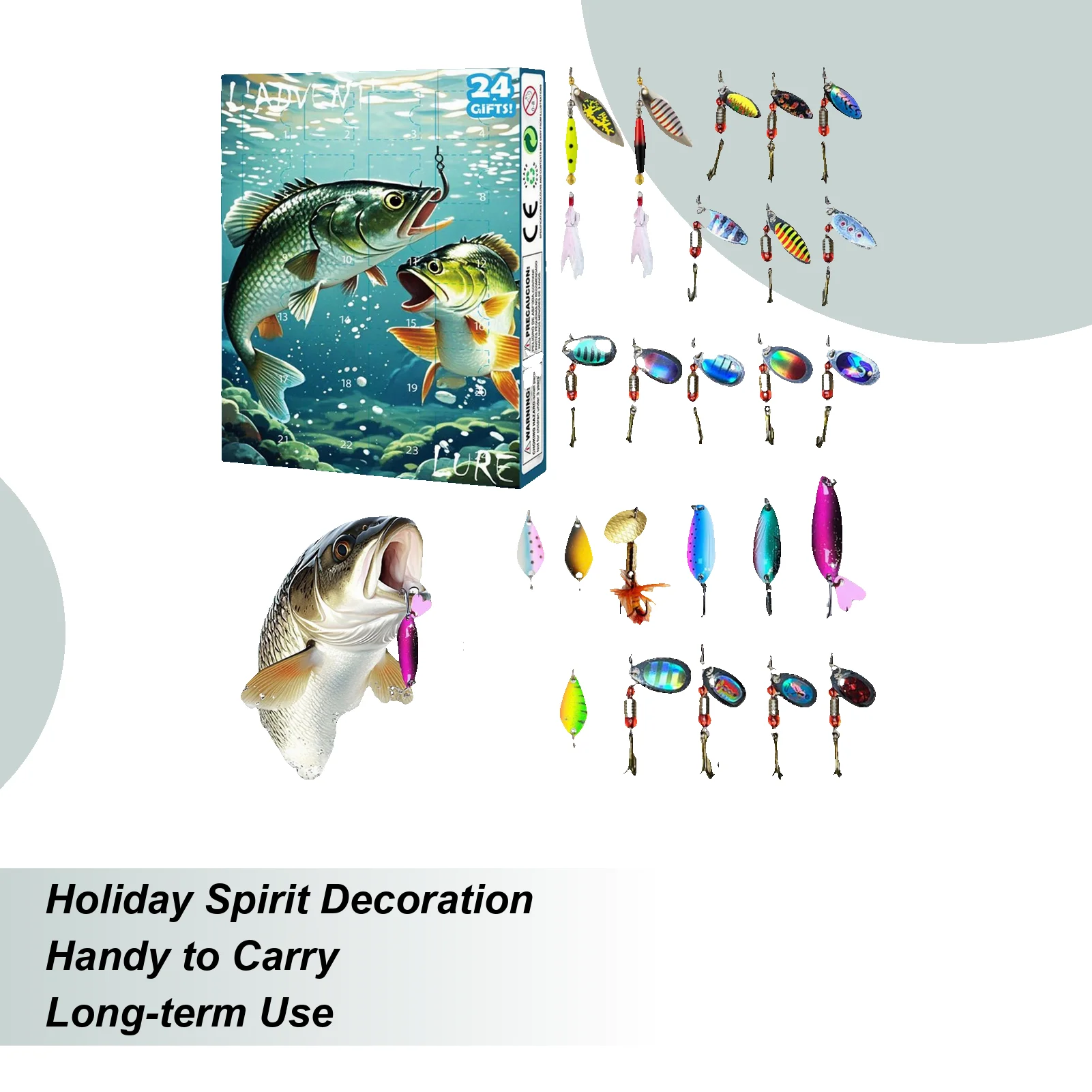 

Адвент-календарь для рыбалки на 2025 год, набор рыболовных приманок на 24 дня, рыболовная приманка, адвент-календарь, рождественский подарок-сюрприз для любителей рыбалки