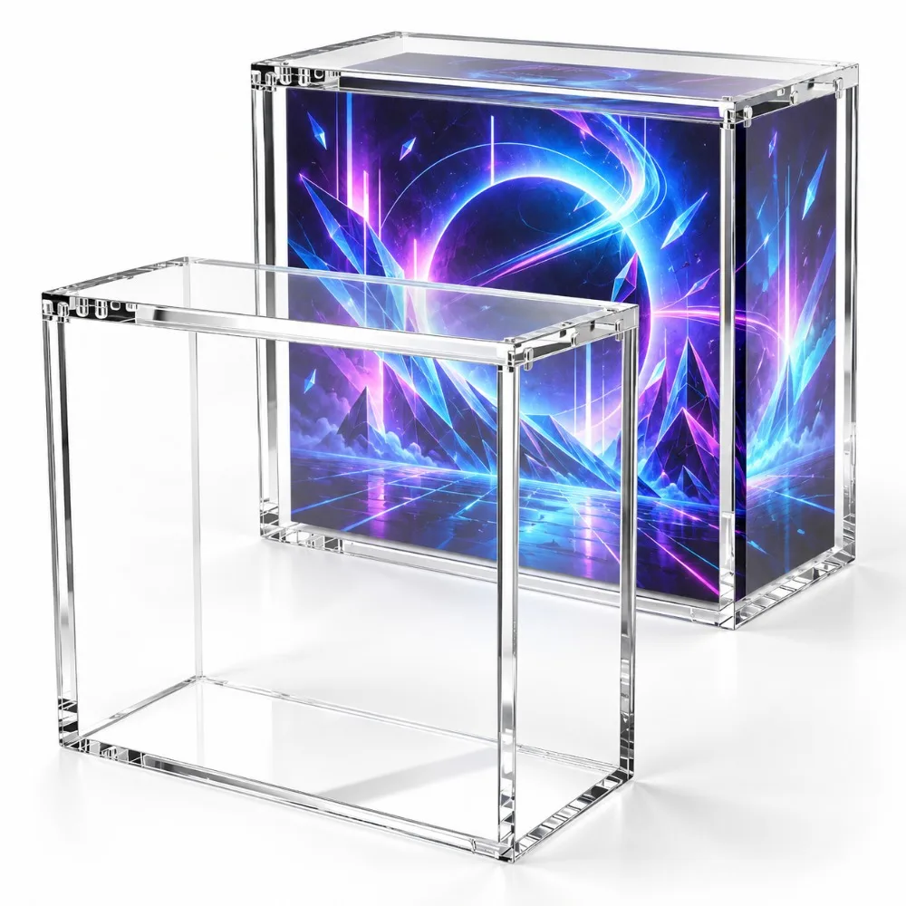 Clear Acrylic Display Case For ETB Booster Box & Rare TCG Cards, 8MM+5MM Thick Magnetic Lid, UV & Scratch Resistant, Stackable Dustproof Holder, Anti-Crack Collector Protector, Desktop Showcase Storage Organizer For Card Collection, Box Not Included