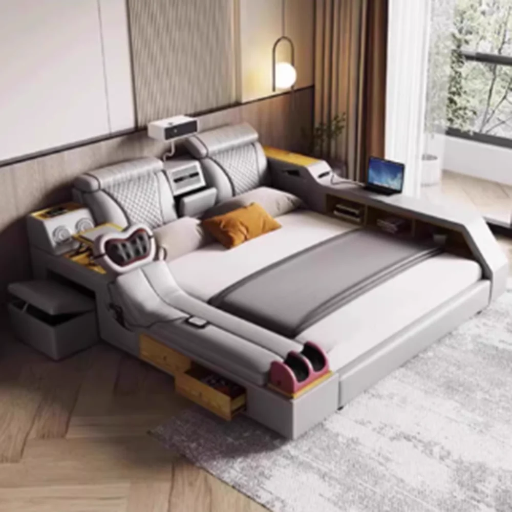 منظم سرير القراءة، إطار تدليك كهربائي فاخر، ألواح رأسية للسرير، ملحقات المنزل الذكية Queen Mobili Per La Casa