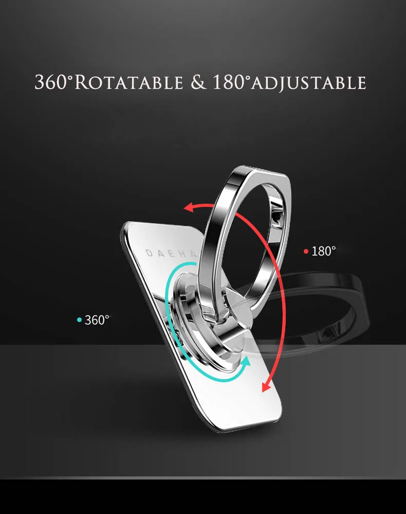 DEAHAN 304 Edelstahl Fingerring Handyhalter Ständer 360° Verstellbarer Hakenring Fingerständer für Smartphone-Halterung – Detail 5
