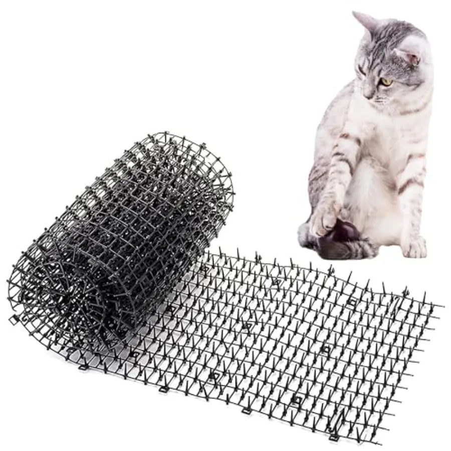 

Black Scat Mat for Cats - 13ft x 11" Plastic Cat Deterrent with Spikes and 12 Garden Staples - Indoor and Outdoor Mat to Protec