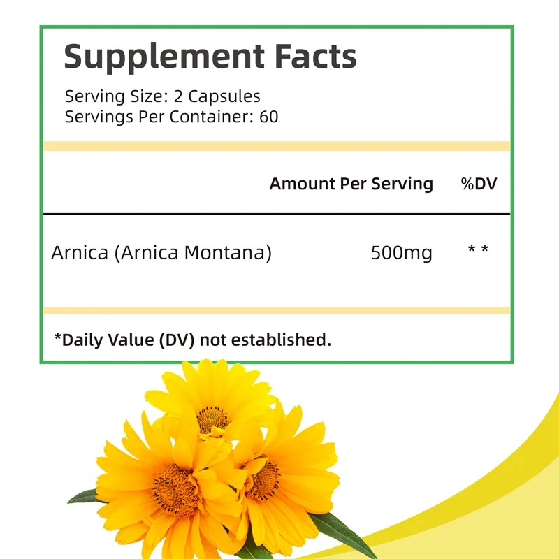 Arnica Capsules - Natural Pain, Bruising & Swelling Relief - Non-GMO