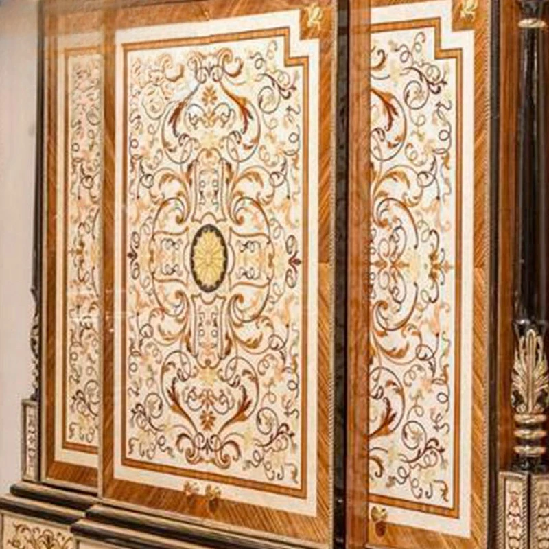 Wood carving flower double door wine cabinet restaurant glass wine display cabinet locker villa whole house furniture