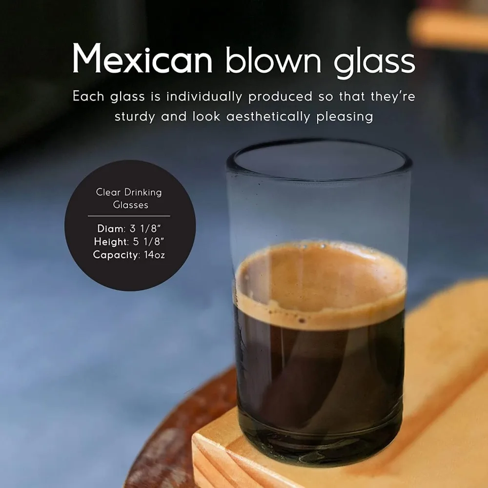 

Clear Drinking Glasses, Recycled Glass, Lead-free, Toxin-Free, for Juice Caffee Water Beer, Clear Glasses