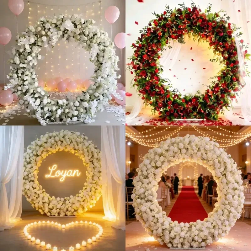 Realistic Artificial Floral Wreath Decorative Arrangement for Wedding Stage Decoration