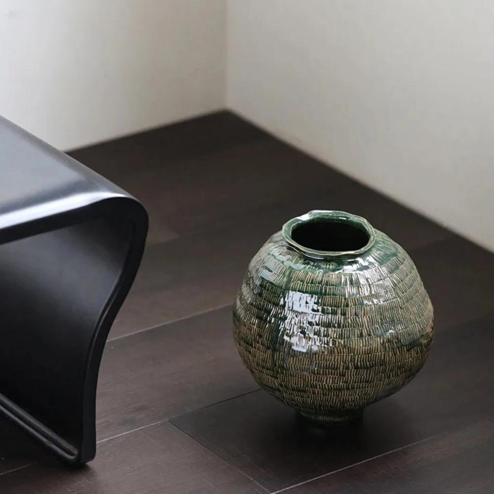 Green ceramic vase porcelain ornament living room dining table flower arrangement decorative flower ware