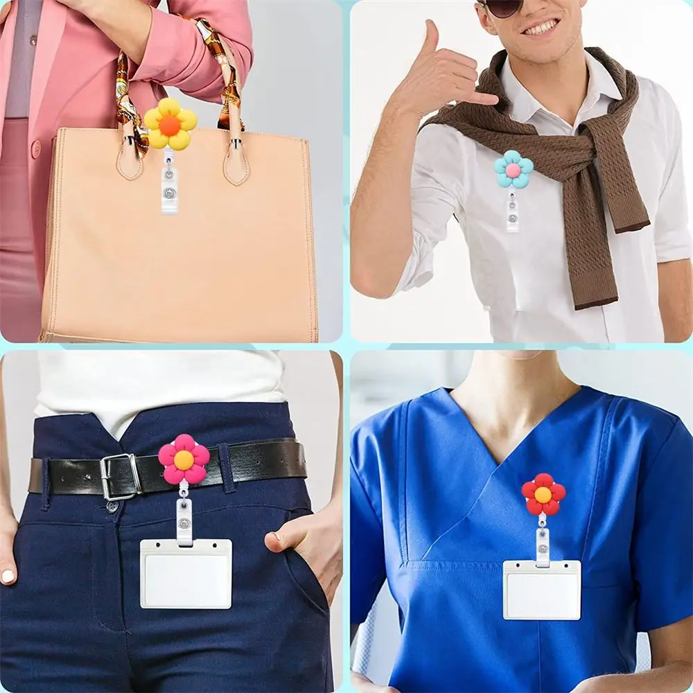 High Quality Keys Lanyard Chest Card Flower Students Retractable Badge Reel ID Card Clips Name Card Holder Nurse Badge Holder