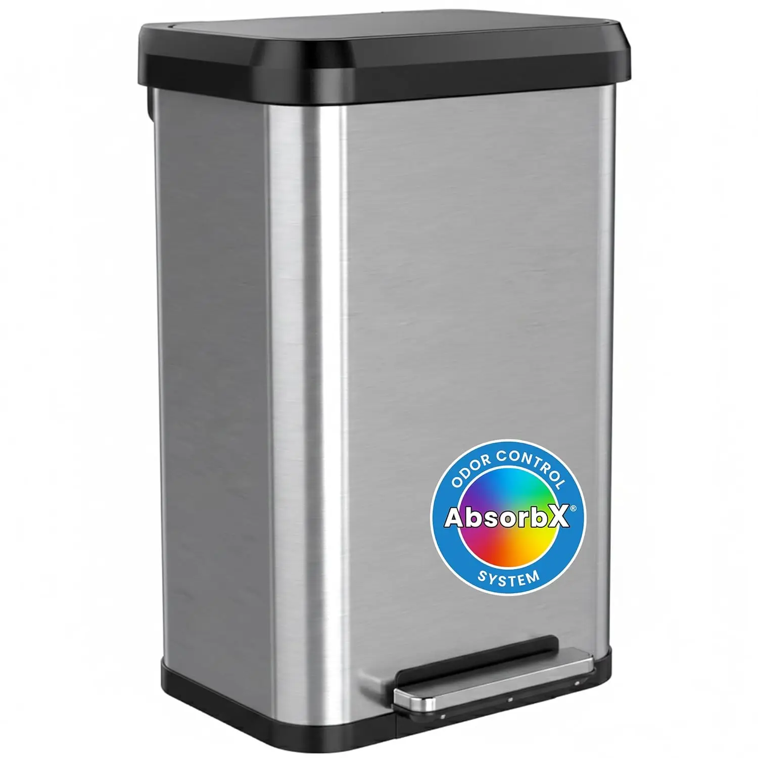 

13.2 Gallon Step Pedal Kitchen Trash Can with Odor Filter, Stainless Steel, Dent-Proof Lid, 50L Garbage Bin for Home Office