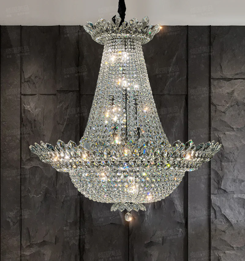 

Chrome Crystal chandelier for foyer lobby hallway hanging light home decor large cristal lamps Staircase Ceiling light Lighting