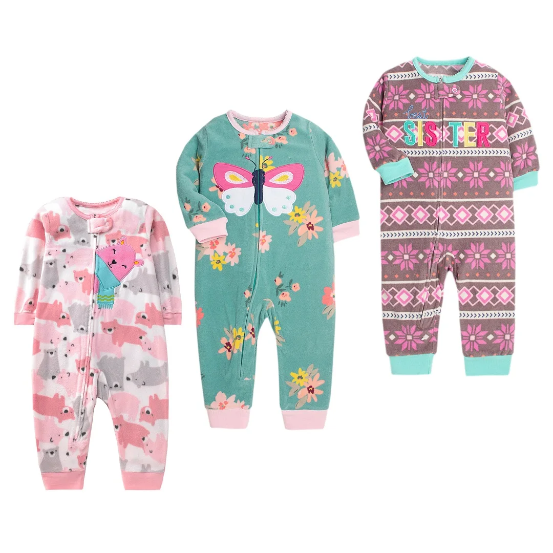 Baby Clothes Spring Autumn Polar Fleece Toddler Girls Romper Cute Animals Warm Jumpsuit Kids Pajamas Small Children Overalls