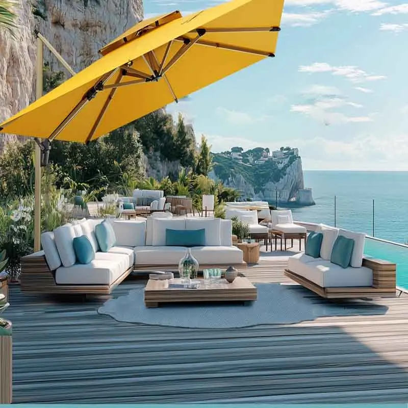 hy-West Lake Salute Modern Courtyard Outdoor Garden Sunshade Umbrella Polyester Patio Bases Sun Protective Outdoor Furniture