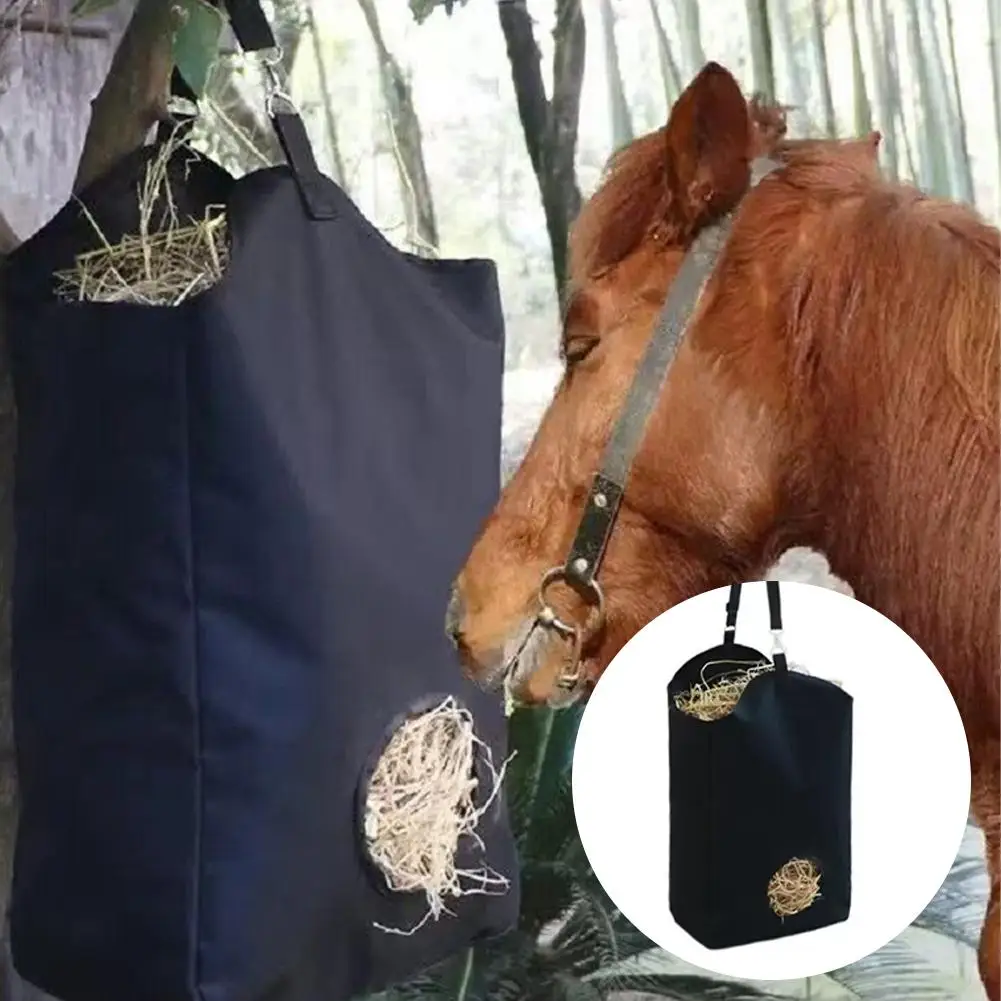 Bolsa de almacenamiento de heno de gran capacidad, bolsa de heno para alimentación lenta al aire libre, herramienta de almacenamiento de alimentación portátil estable, productos para el cuidado de los caballos