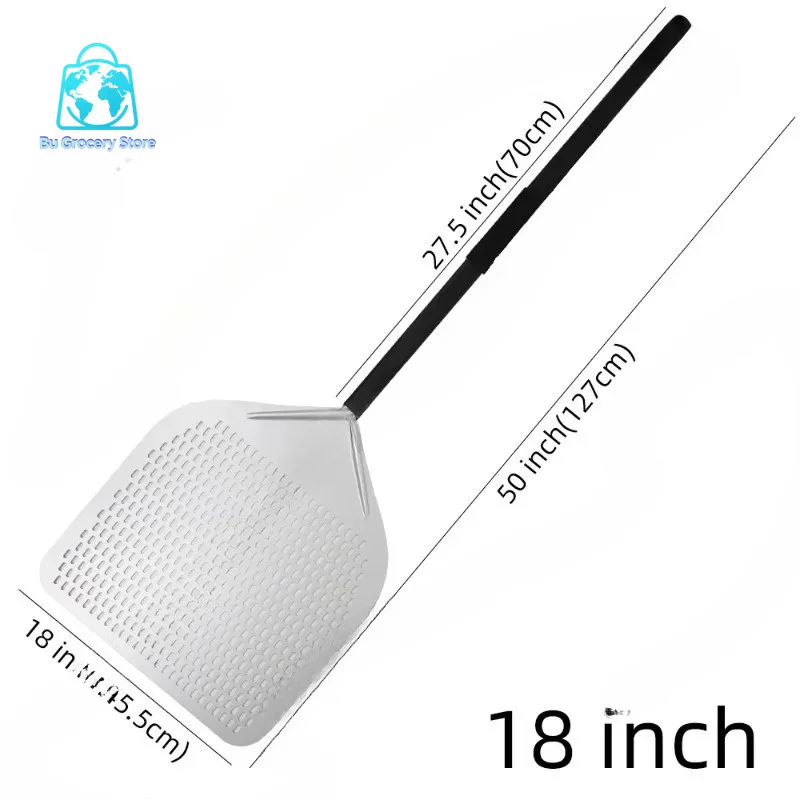2026 18 Inch - 20 Inch square Perforated Aluminum Shovel Super Large Pizza Turning Peel With Detachable Long Handle