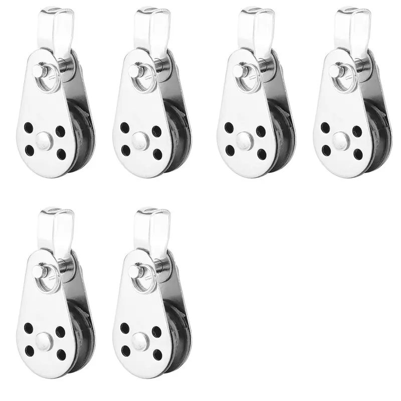 AB34-SUS316 Lifting Load Pulley Block Wheels Single Pulley Outdoor Stainless Steel Strong Pulley 6PCS