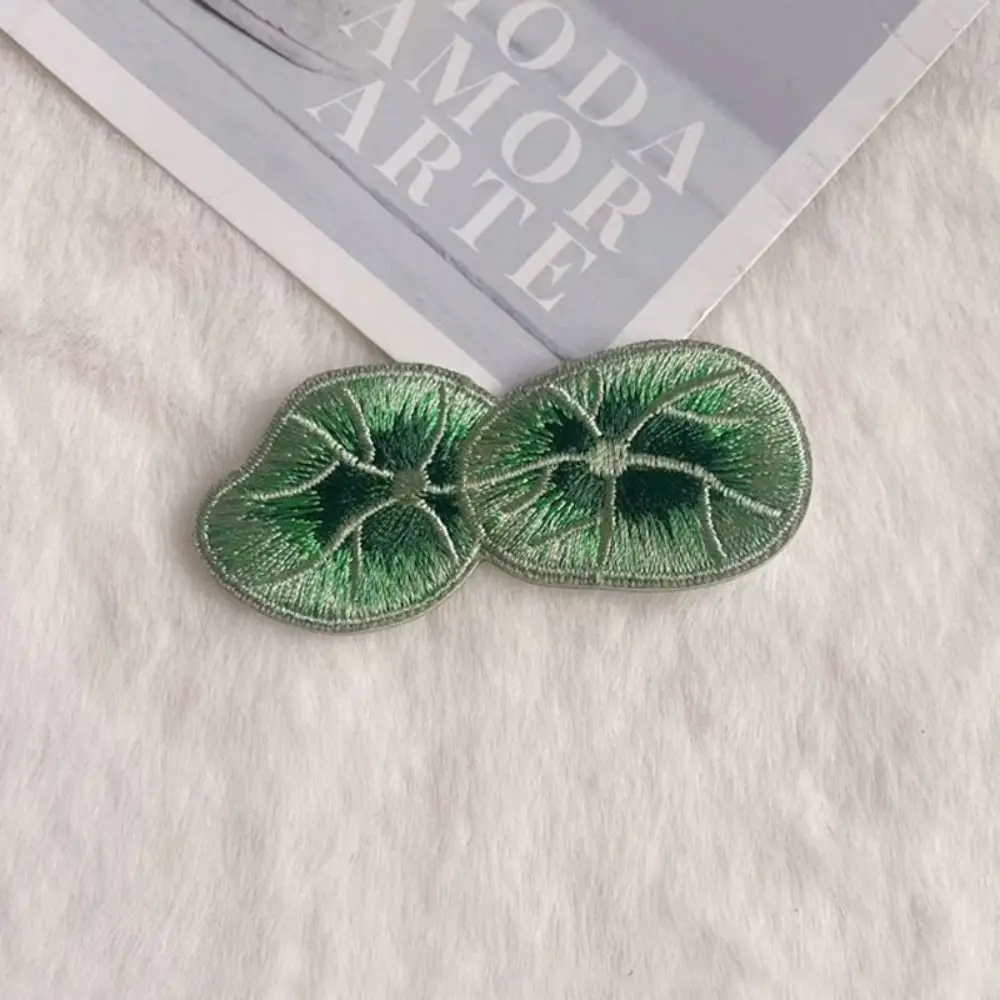 

Chinese Style Bamboo Leaf Embroidered Patches Adhesive Lotus Leaf Clothing Applique DIY Exquisite Clothes Patches for Cheongsam