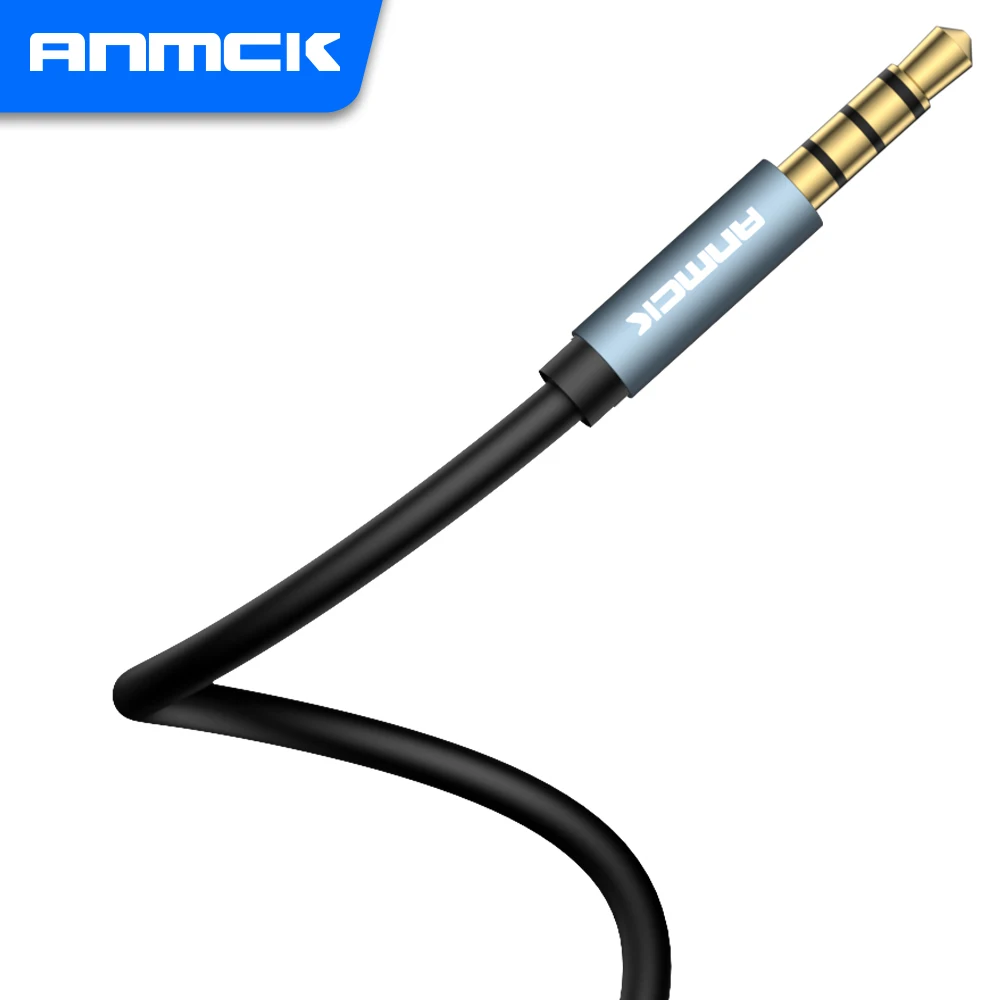 Anmck 3.5mm Jack wtyczka do kabla Audio 3.5mm męski na żeński przedłużacz Aux z mikrofonem do samochodu zestaw słuchawkowy z głośnikiem przewód