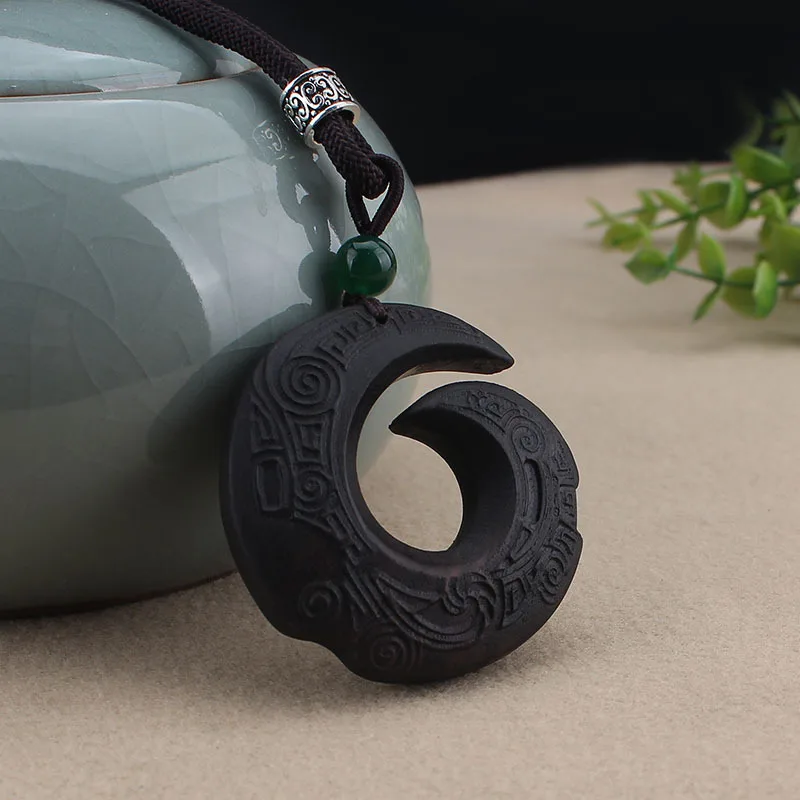 DIY accessories Time comes and goes, dragon hook retro high-end ebony pendant, long necklace, simple and versatile men's and wom