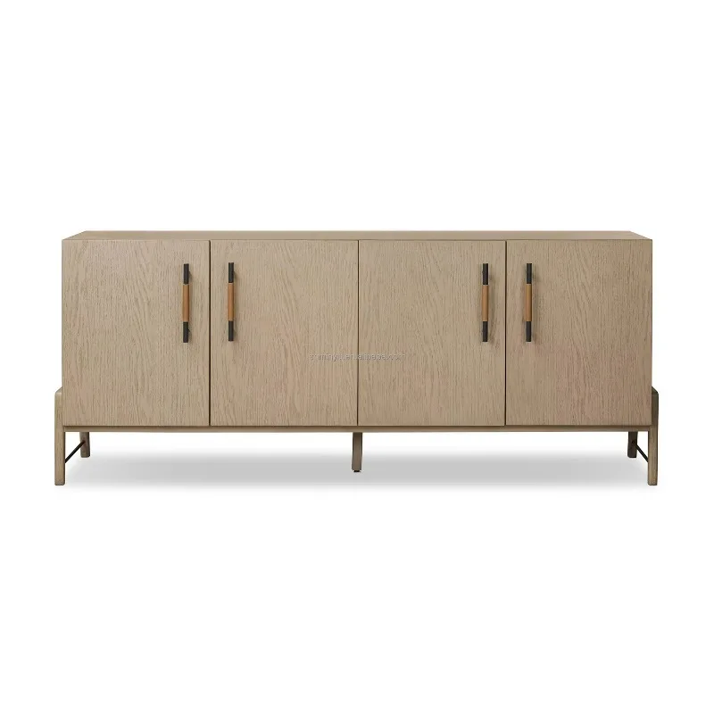 Luxury 2025 Modern Style Solid Oak 4 Door Cupboard Display Cabinet