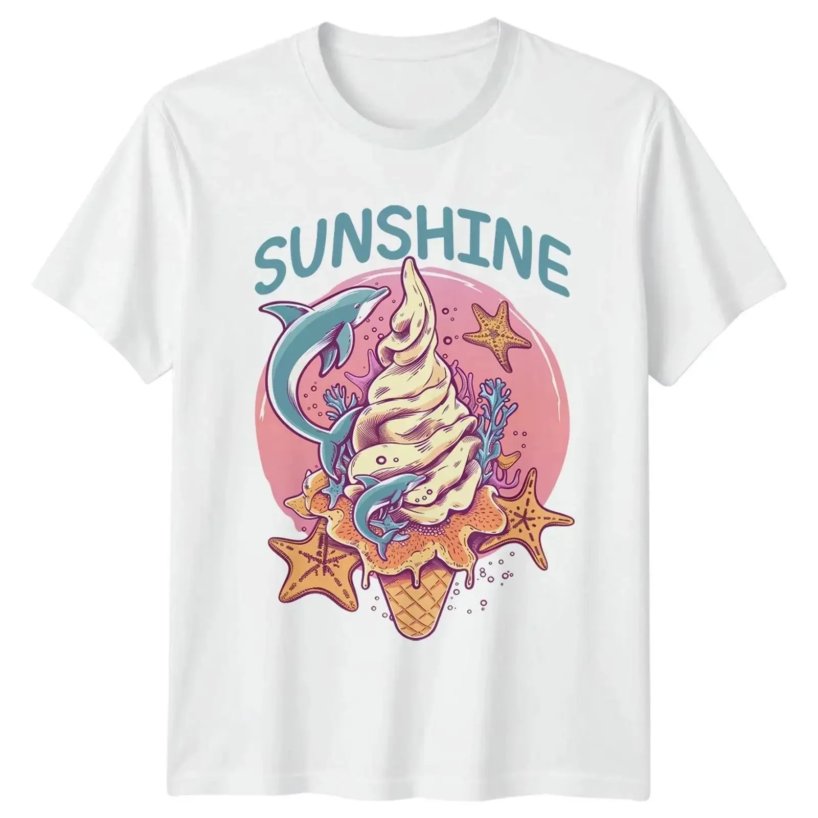 Sonnenschein T Shirt Delfin Eis Sommer Strand Geburtstag Geschenk für Sie und Ihn vintage Washed Slightly designer clothes