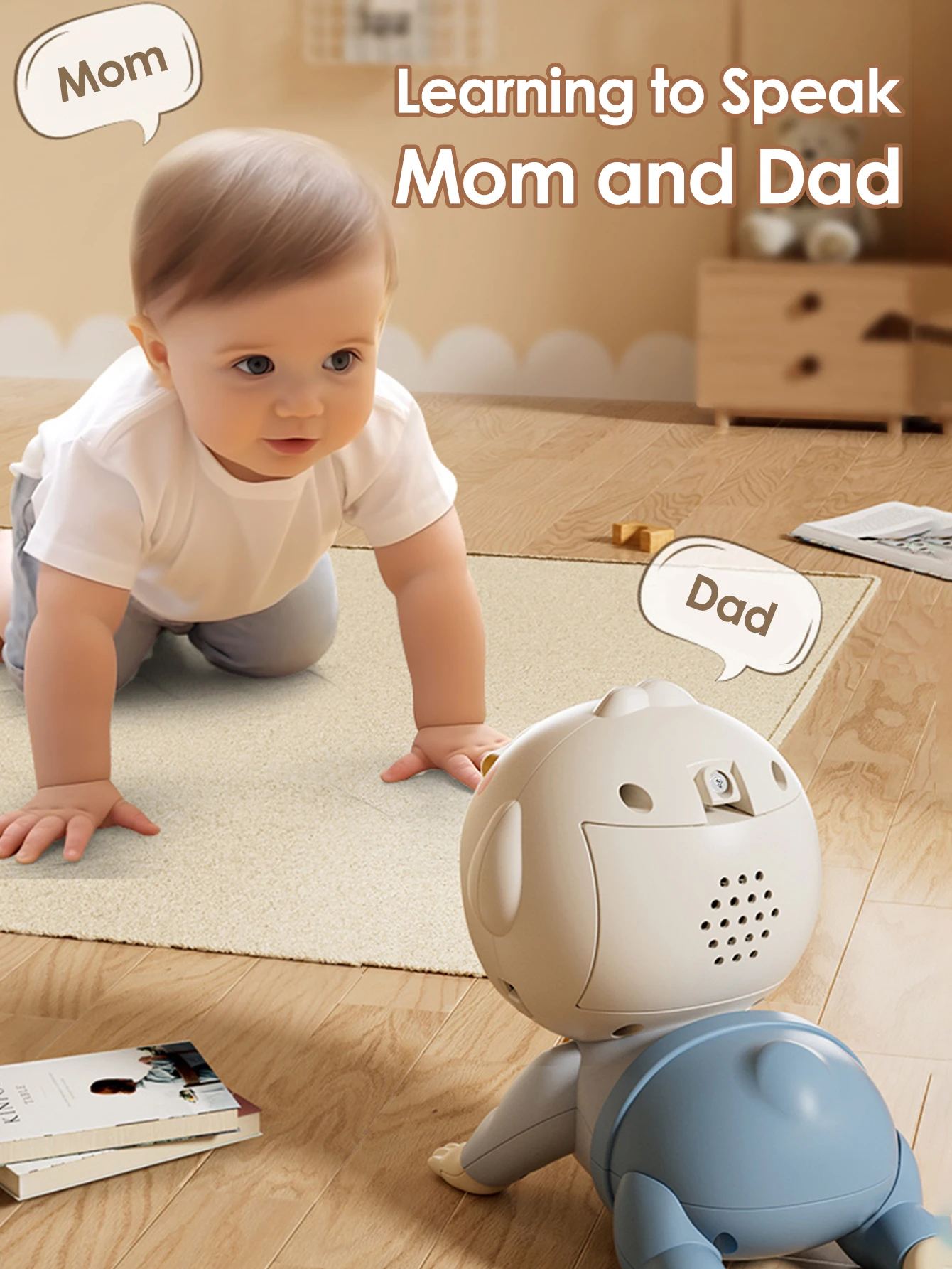 음악이 나오는 기어다니는 인형 아기 장난감, 0-1세, 기어다니기 교육 및 머리 올리기 훈련