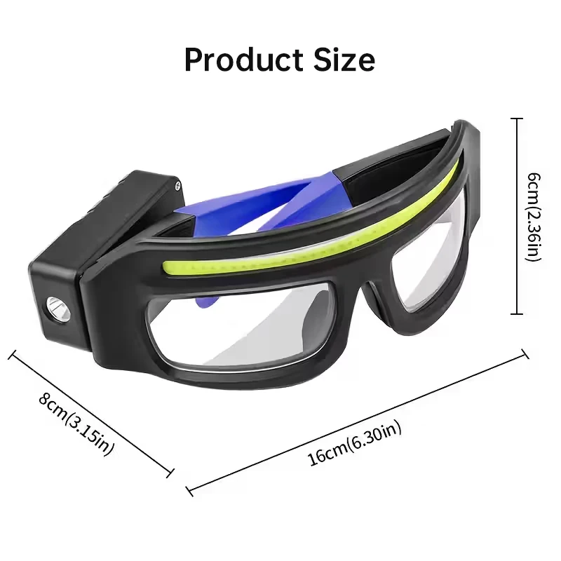 Rechargeable LED Glasses Headlight Glasses with Motion Sensor & Touch Control 5 Modes USB C Glasses for Running Camping Cycling