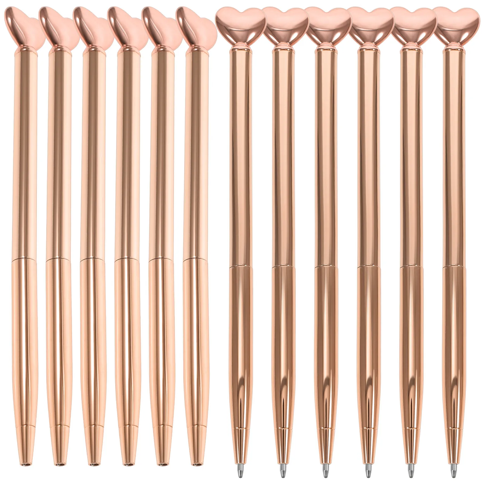 

12Pcs Metal Heart Headed Ballpoint Pens Multi-Function Portable Writing Pen School Office Students Supplies Ballpoint Pen