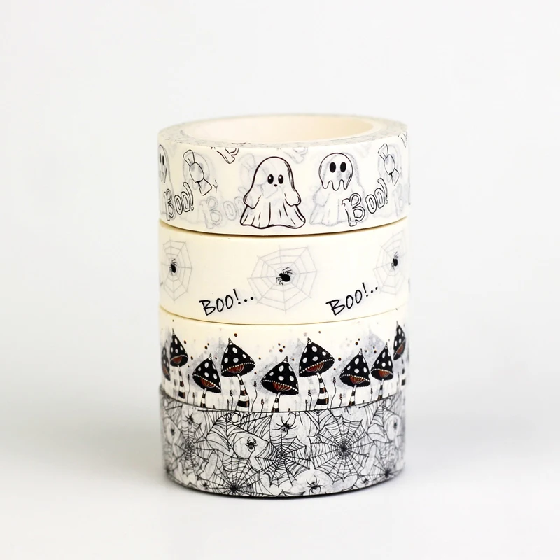 2026 NEW 1X Halloween Washi Tape Set Cute Ghost Spider Web Mushroom Boo Decor Masking Washi Tape Scrapbook Journaling Stationery