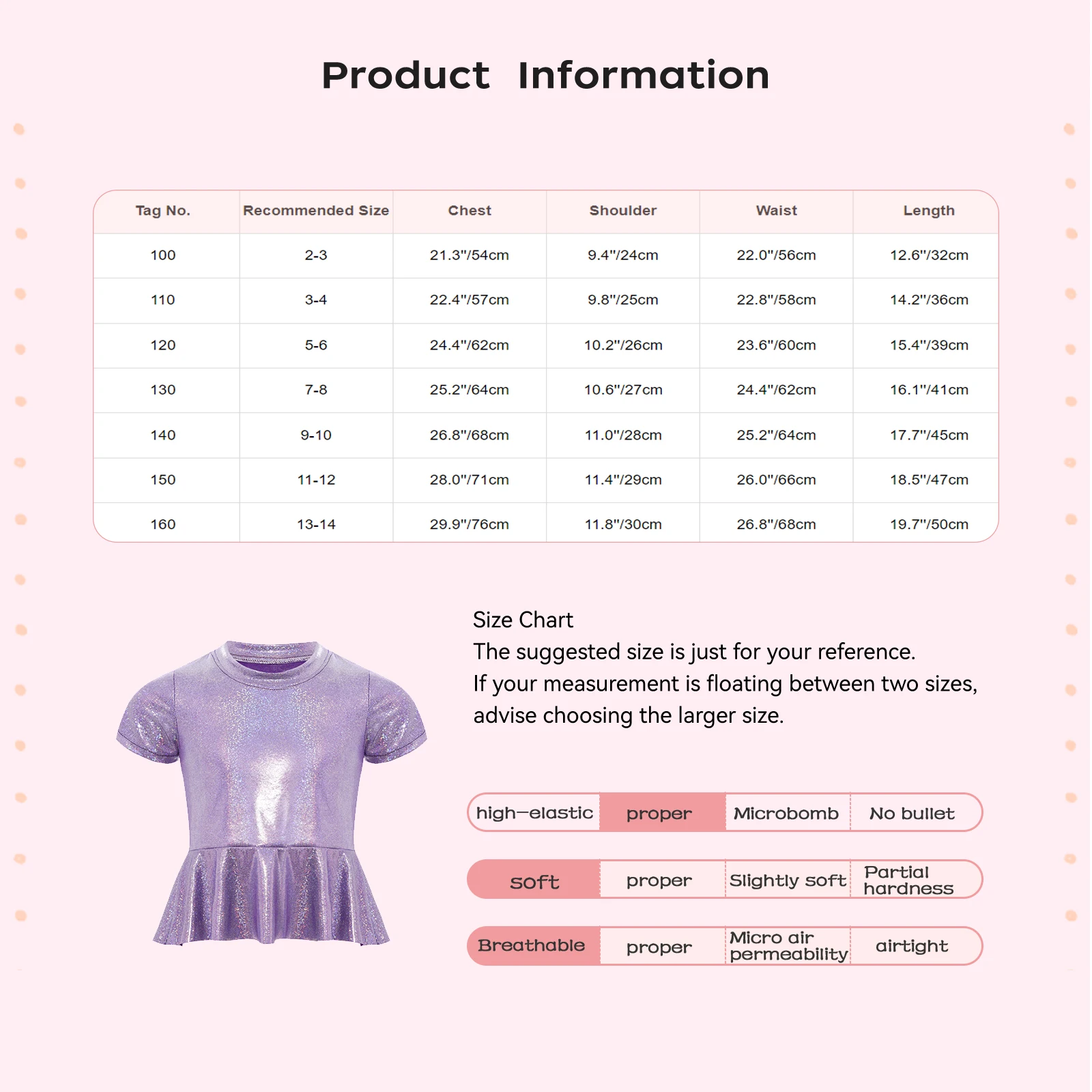 Kinder Mädchen Jazz Dance Top Metallic Schößchen Top Kurzarm T-shirt für Cheerleading Hip Hop Modern Dance Bühne Performance Party