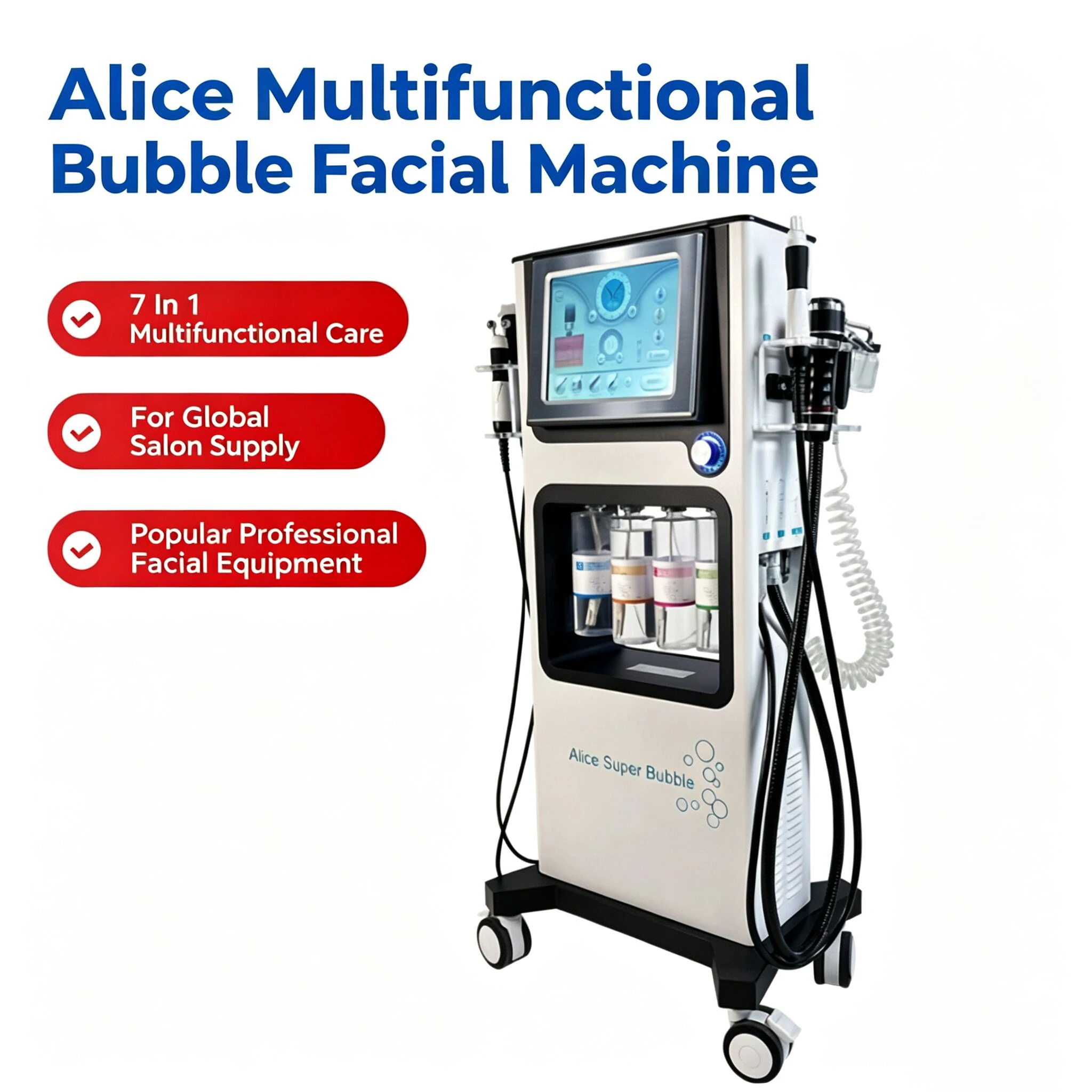 New Alice 7 In 1 Hydra Bubble Salon Facial Device Gentle Cleansing Skin Care Machine view 4
