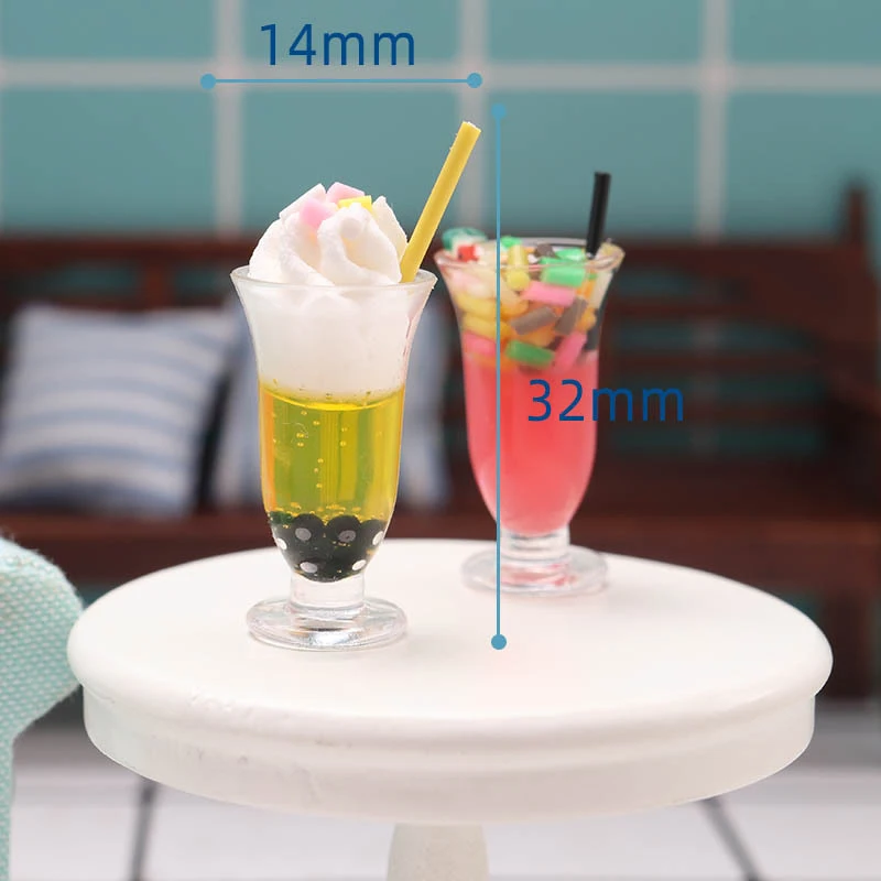 1:12 Dollhouse Miniture Ice Cream Drink Cup Model Kitchen Food Accessories For Doll House Decoration Kids Pretend Play Toys