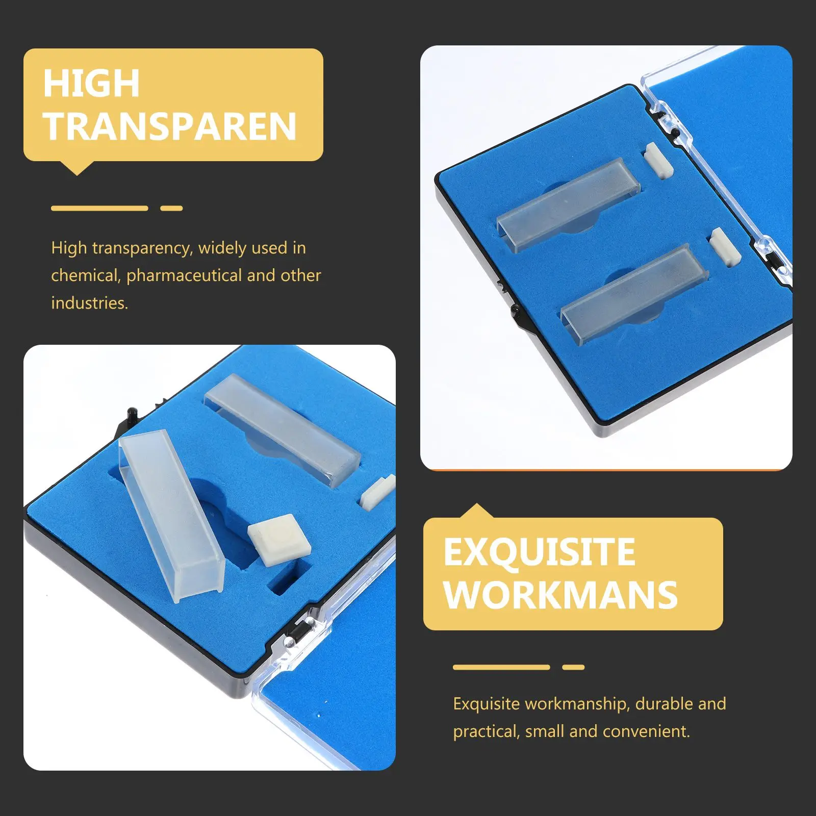 Quartz Cuvette Laboratory Comparative Analysis Sample Standard Spectrophotometry Specimen 10mm Light Meter