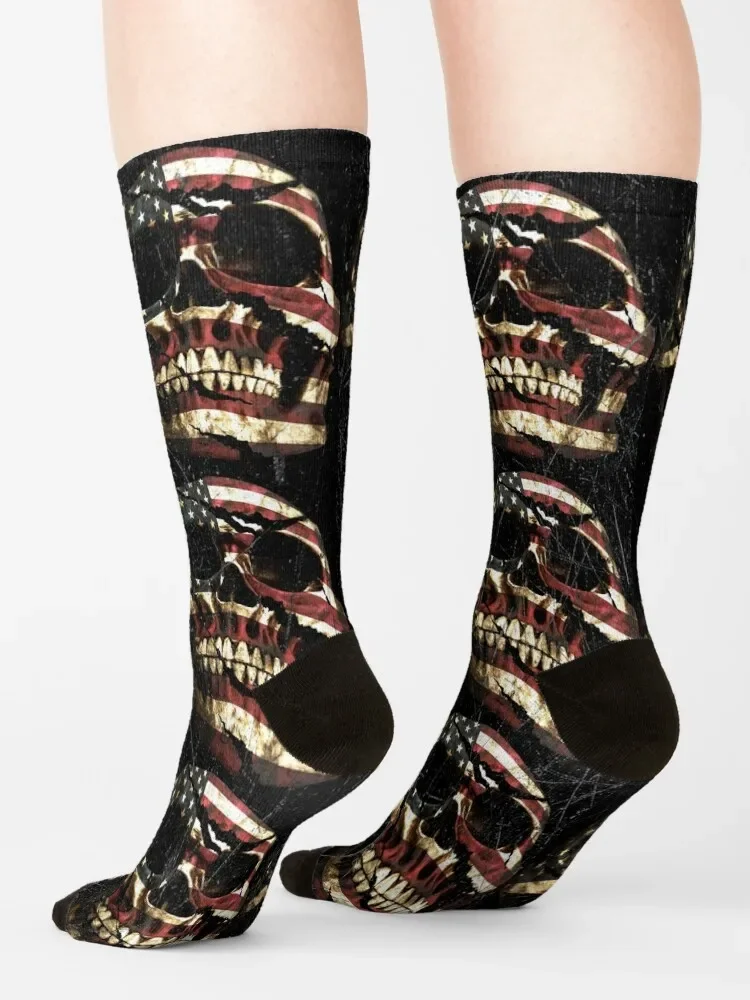 USA, Skull Socks warm winter Non-slip winter thermal Women's Socks Men's